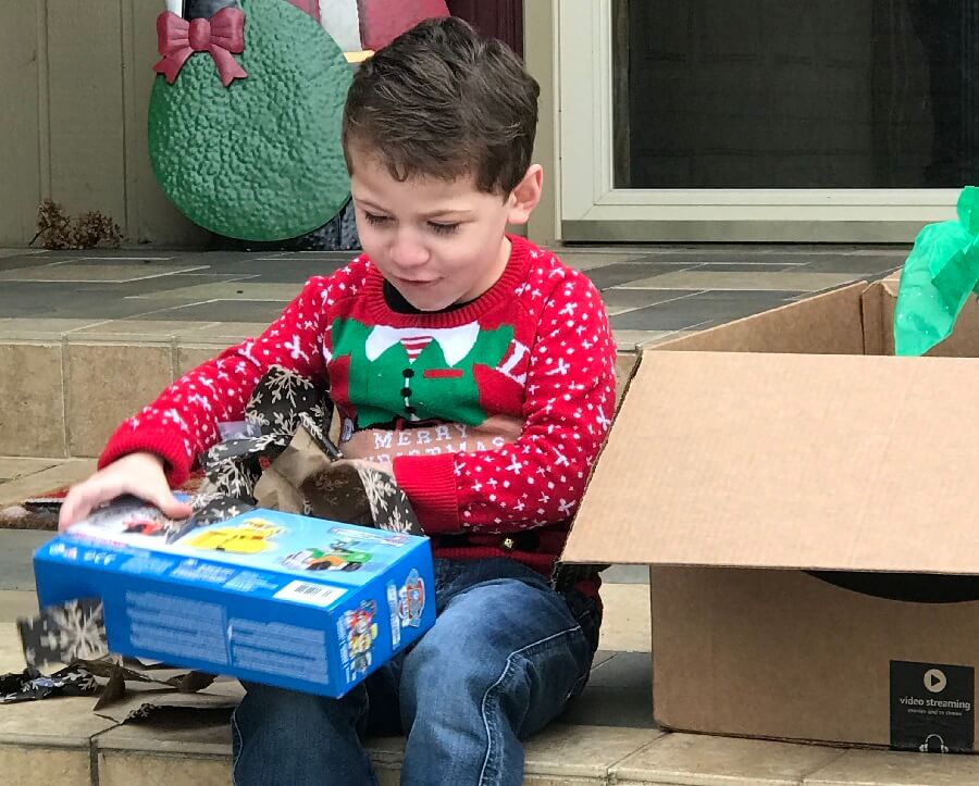 Child opening present